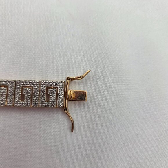 VTG 80s Gold Tone Rhinestone Link Bracelet - Classic Dynasty - Picture 6 of 10